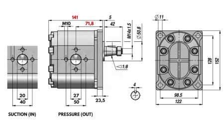 HYDRAULISK PUMPE GR.3 39 CC HØYRE - PRIROBNICER