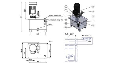 AGREGADO HIDRÁULICO MINI 380V AC (4 kW) 160 bar - 8 cc - 12 lit/min - tanque 25 lit