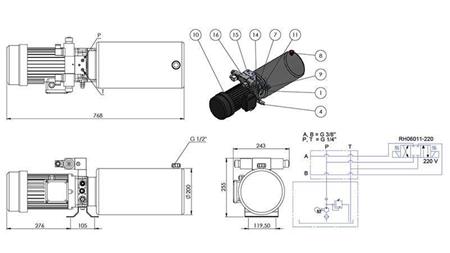 MINI HYDRAULIC POWER-PACK 380V AC (2,2 kW) - 8,0 cc - 11,2 lit/min - tank 12 lit