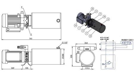 MINI HIDRAULIKUS AGGREGÁTOR 230 VAC (2,2 kW) - 8,0 cc - 11,2 lit/perc - tartály 12 lit