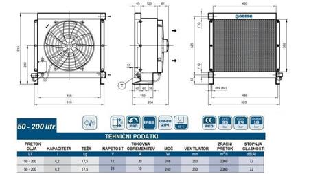 OIL HEAT EXCHANGER DC 24V HY05704 50-200 LIT