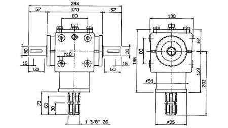 INGRANAGGIO ANGOLARE PTO-R20T 1:2 (25HP-18kW)