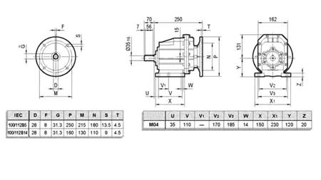 ERC04 REDUKCIA PRE ELEKTRICKÝ MOTOR MS100 (2.2-3-4kW) POMER 25:1