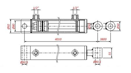 CILINDRO HIDRÁULICO PARA REBOQUE - FURO 80/50-3800