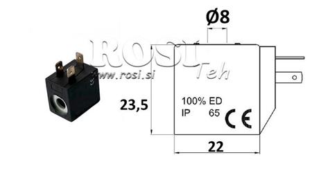 ELEKTRO MAGNETNA TULJAVA 230VAC ZA VENTIL - fi 8mm-23,5mm 3W