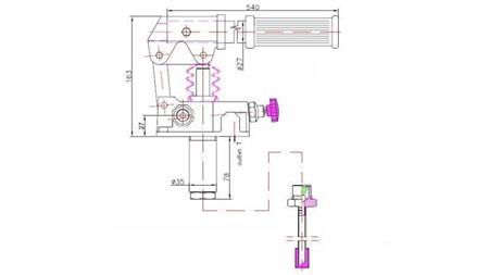 HÅNDPUMPE 25CC -SD- ENKEL RETNING - dimensjoner