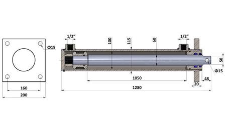 HYDRAULIC CYLINDER FOR LOG SPLITTER WITH MONTAGE PLATE 100/60-1050