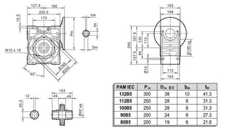 PMRV-110 REDUSER FOR ELEKTRISK MOTOR MS100 (2.2-3kW) FORHOLD 40:1