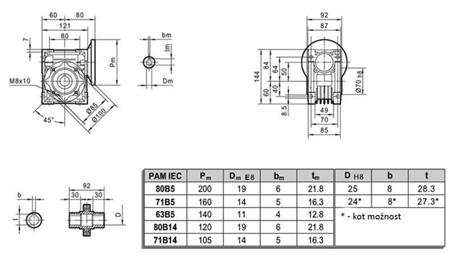 PMRV-50 ELEKTROMOTOR HAJTÓMÜHÁZ MS80 (0,55-0,75kW) SZORSZÁS 7,5:1