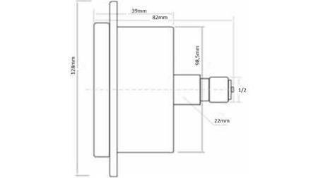 MANOMETR DN100 ZADNÝ 0 - 6 BAR - 1/2-rozmery