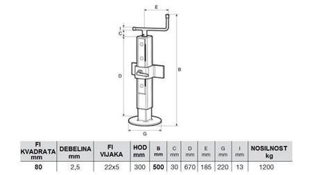 NAVOJNA PODPORNA NOGA NASTAVLJIVA 300MM - 1200KG