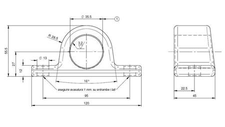 SUPPORT FOR TELESCOPIC CYLINDERS Dia.35