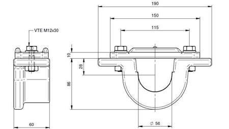 PORTA PER CILINDRO TELESCOPICO FI55-A