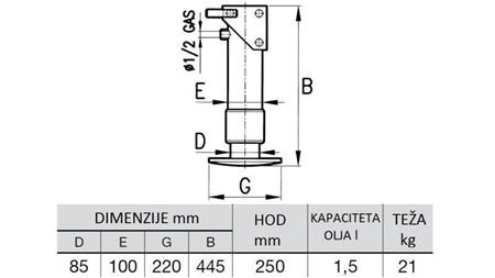 PERNA HIDRÁULICA UNIDIRECIONAL 6 TON 250mm