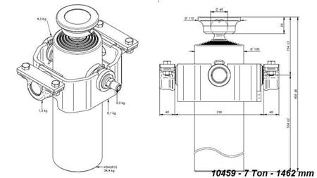 TELESCOPINEN SYLINTERI KOMPAKTI 5 VAIHEITA 1462mm x125 -PALLON