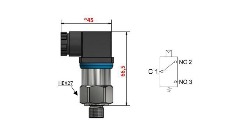 HIDRAVLIČNO TLAČNO STIKALO F3 1-10 BAR (MAX.25BAR)
