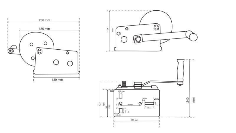 MANUAL HAND WINCH DWK 16 - 725 kg - ROPE