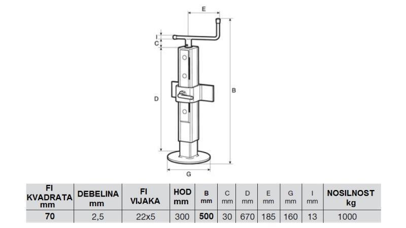 MENETES TÁMASZTÓ LÁB  ÁLLÍTHATÓ 300MM - 1000KG