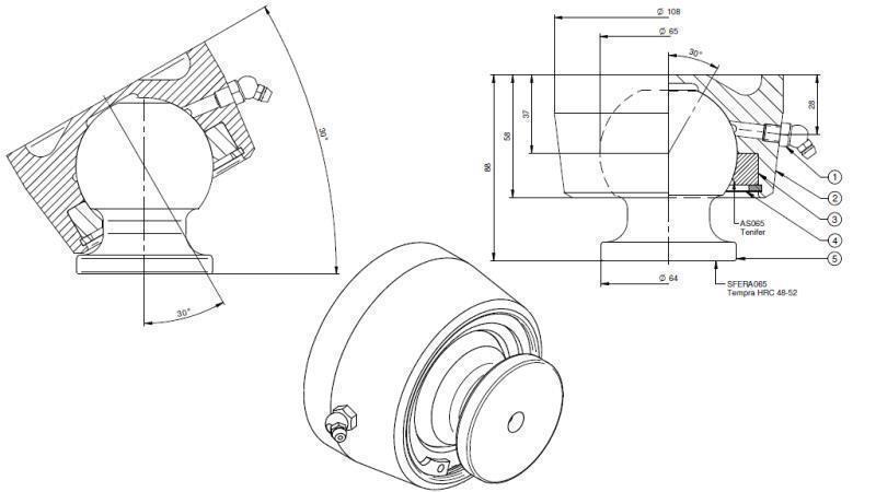 KULE FOR TELESCOPISK SYLINDER FI 65 maks. 23 Tonn