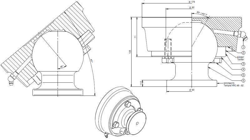 BALL FOR TELESCOPIC CYLINDER Φ 92 MAX. 50 TON