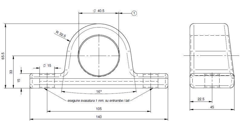 SUPPORT FOR TELESCOPIC CYLINDERS Dia.40