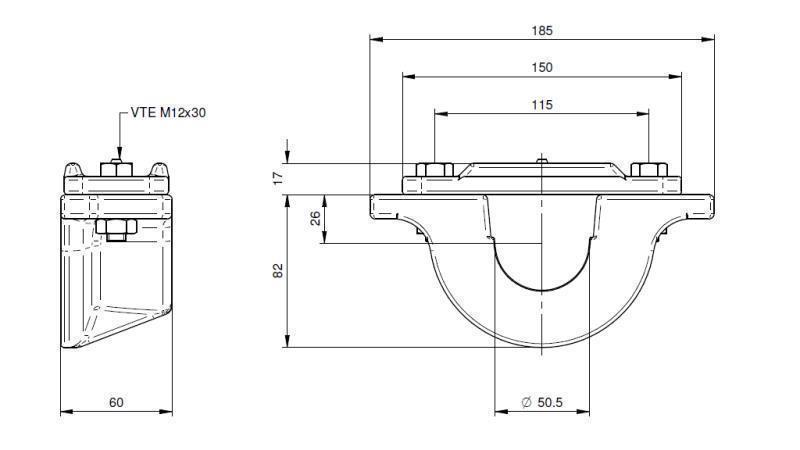 PORTA PER CILINDRO TELESCOPICO FI50-A