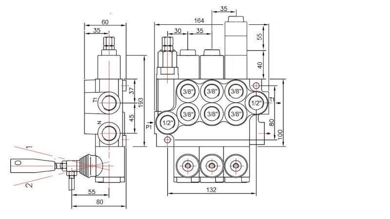 HYDRAULIKVENTIL 3xZ50 + SCHWIMMSTELLUNG