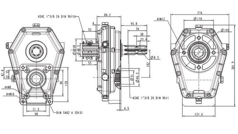 MULTIPLICATOR GR.2 - 1:3 FEMALE INPUT - MALE OUTPUT