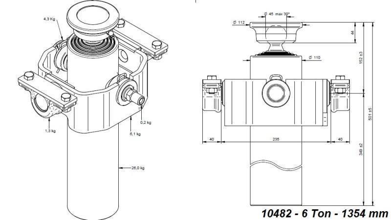 KIPPZYLINDER COMPACT 4 STUFEN 1354mm x110 -KUGEL