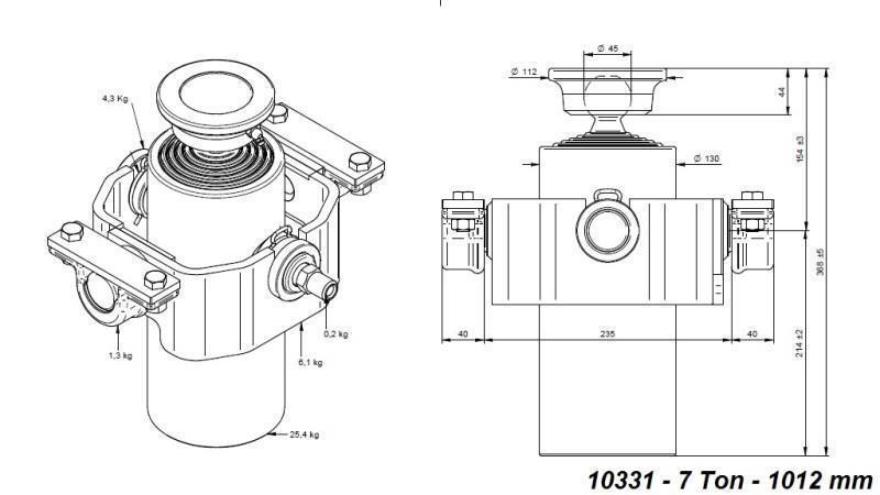 KIPPZYLINDER  COMPACT 5 STUFEN 1012mm x125 -KUGEL