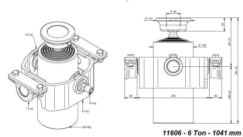 TELESKOPSKI CILINDER COMPACT 6 STOPENJ 1041mm x125 -KROGLA