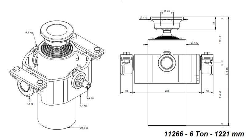 TELESKOPSKI CILINDER COMPACT 6 STOPENJ 1221mm x125 -KROGLA