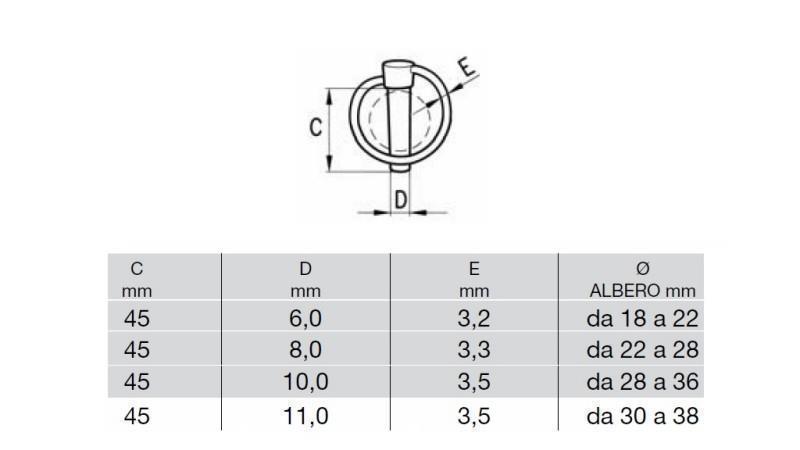 VAROVALNA OKROGLA SPONA 8 mm (8 KOS) - dimenzije